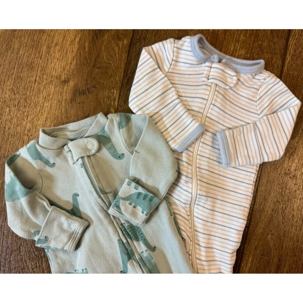 Carters Baby Boy Preemie Lot Sleepers Rompers Zipper Outfits Clothes Stripe Dino